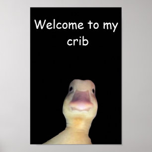 Rolig Anka Meme: Välkommen till Min Stuga Anka Poster