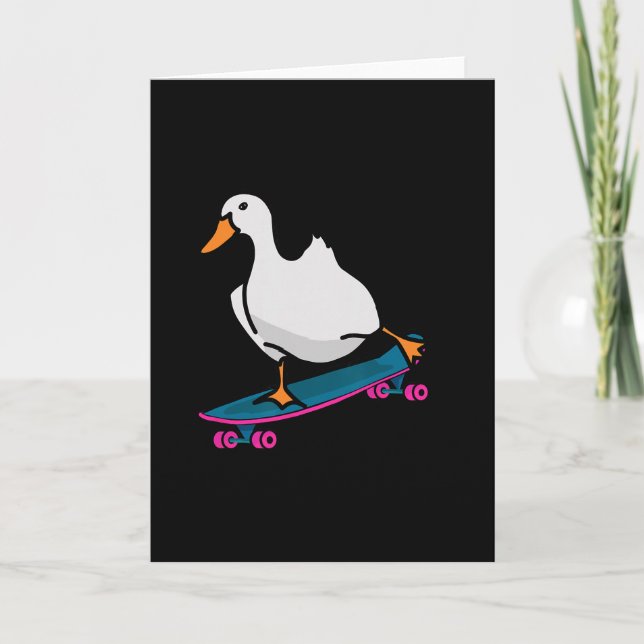 Rolig anka på skateboard skateboard långbräda  kort (Framsida)