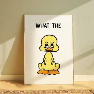 Rolig Anka Poster “What The” Meme Väggkonst Söt