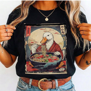 Rolig anka som äter Ramen Japanska för studenter T Shirt