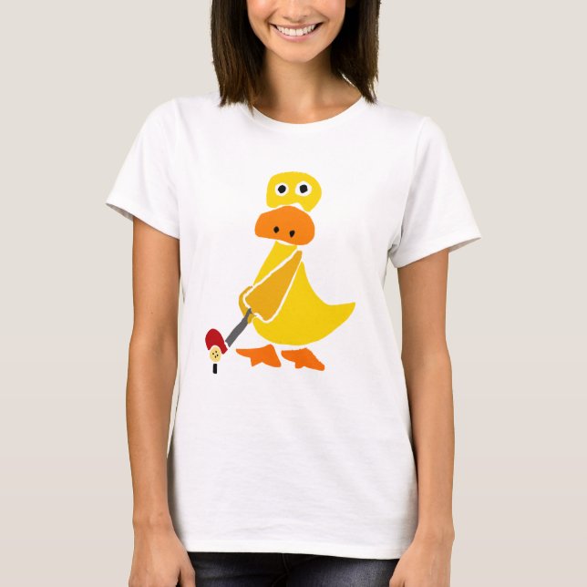 Rolig anka som leker Golfurinnevånarekonst Tee Shirt (Framsida)
