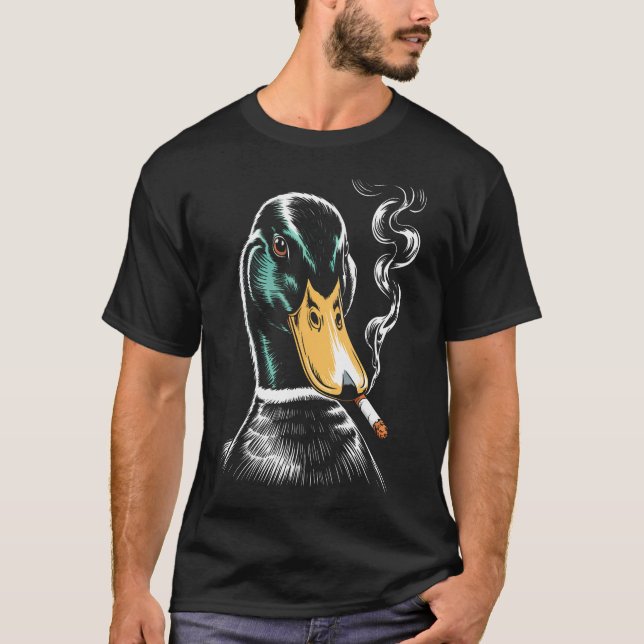 Rolig anka som röker cigarett meme Gräsand T Shirt (Framsida)