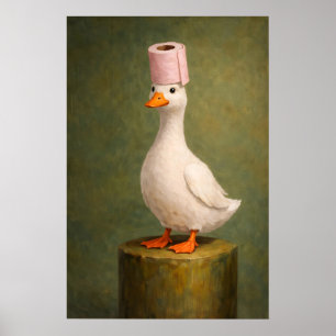 Rolig Anka Toalettpapper Hatt Tryck, Excentrisk Ba Poster