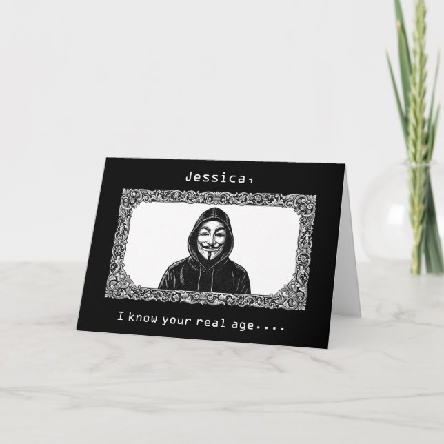 Rolig Anonym Cyber Hacker Anpassad Födelsedag   Kort (Framsida)