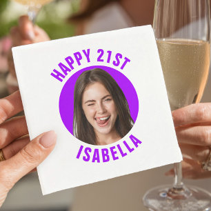 Rolig anpassad ansiktsbild Glad 21-årsdag Pappersservett