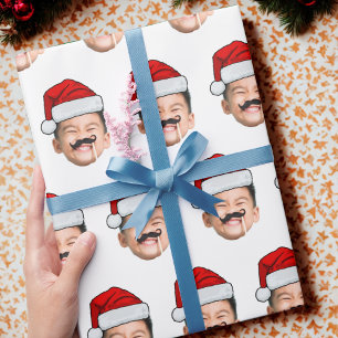 Rolig anpassad babyansikte foto tomteluva jul presentpapper