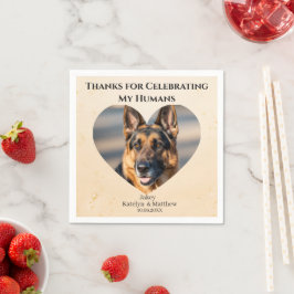 Rolig Anpassad Husdjur Hund Hjärta Ram Tack Bröllo Pappersservett