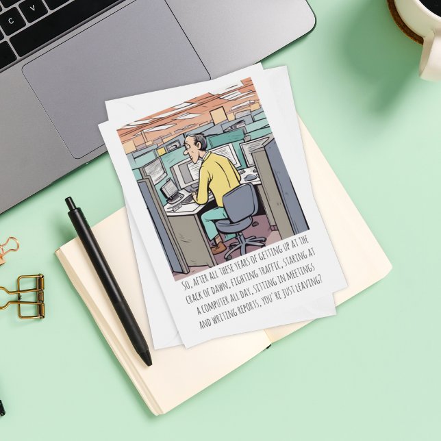 Rolig anpassad text för manlig kontorsarbetare som kort (The perfect retirement card for co-workers, friends, parents, grandparents, or relatives. )