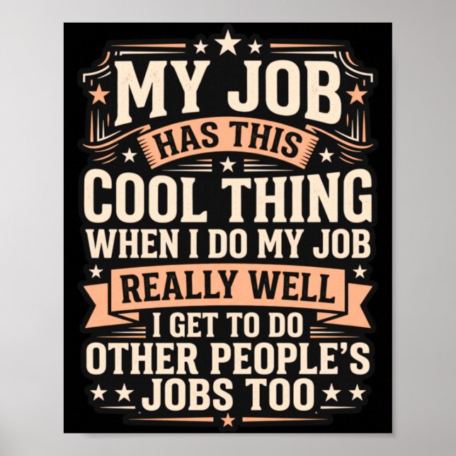 Rolig Anställd Sarcasm Multitasking Arbetsplats Poster (Framsidan)