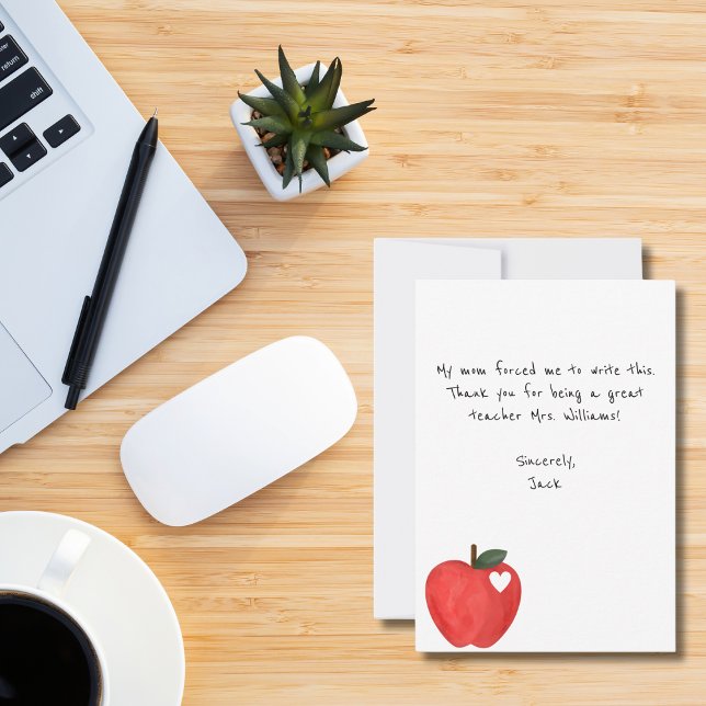 Rolig anteckning från barn, Röd äpple, Tacksamhet  Tack Kort (Skapare uppladdad)