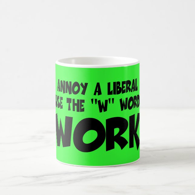 Rolig anti frisinnad arbetsslogan kaffemugg (Center)