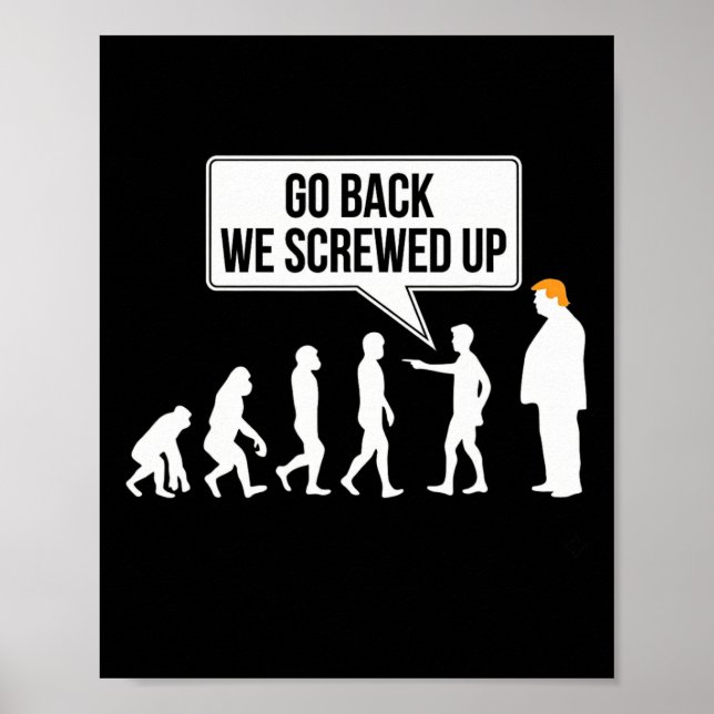 Rolig anti-trump evolution politisk humor  poster (Framsidan)