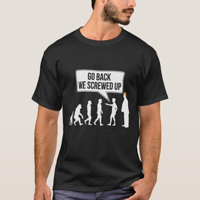 Rolig anti-trump evolution politisk humor  t shirt (Framsida)