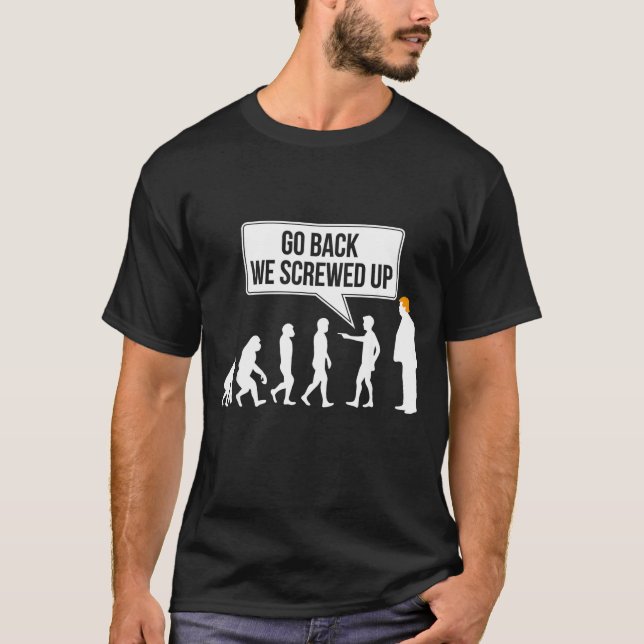 Rolig anti-trump evolution politisk humor  t shirt (Framsida)