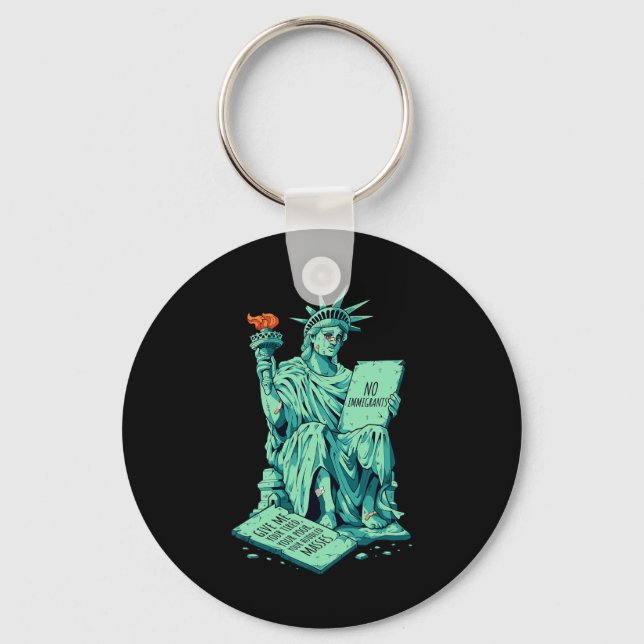 Rolig Antitrump Staty över Liberty Invandrar Polis Nyckelring (Framsida)
