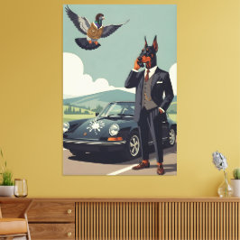 Rolig antropomorf Dobermann Pinscher hund Canvastryck