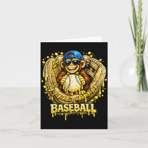 Rolig apa Djur Baseboll Glass Dropp Cool Kort