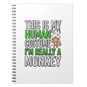 Rolig apa människo kostym Halloween skjorta design Anteckningsbok