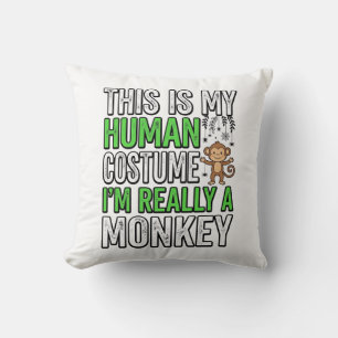 Rolig apa människo kostym Halloween skjorta design Kudde