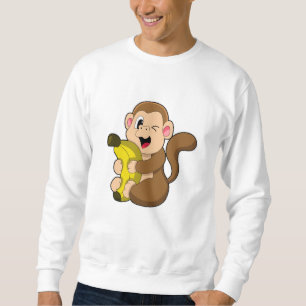 Rolig apa med banan lång ärmad tröja