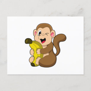 Rolig apa med banan vykort