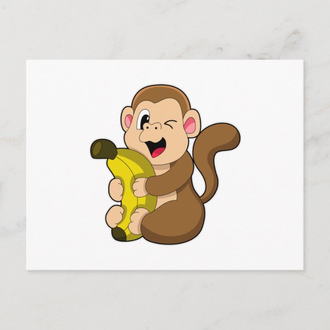 Rolig apa med banan vykort (Framsida)