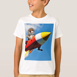 Rolig apa på en raket t shirt