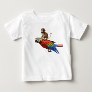 Rolig apa-pilot som rider en livfull scharlakansar t shirt