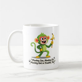 Rolig apa ser apa gör grafik kaffemugg