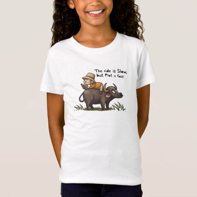 Rolig apa som läser på Buffalo Kids Graphic Tee (Framsida)