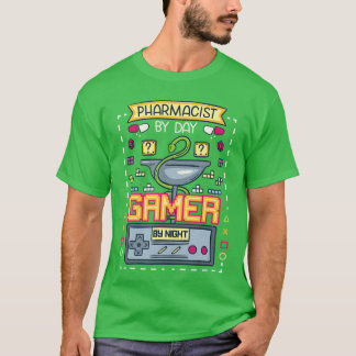 Rolig Apotekare Dag Gamer Natt Spel Geek T Shirt