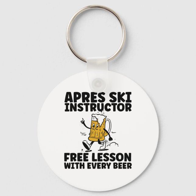 Rolig Apres Ski Instruktör Gratis Öl Drickande Ski Nyckelring (Framsida)