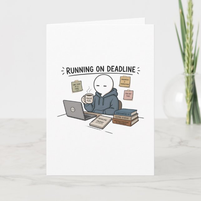 Rolig arbetsmeme om att springa mot deadline kort (Framsida)
