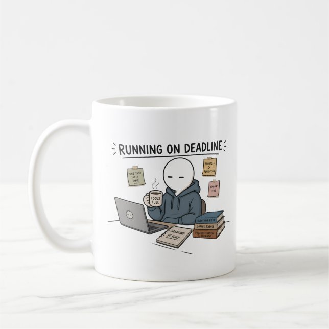 Rolig Arbetsmeme Om Att Springa På Dödläge Kaffemugg (Vänster)