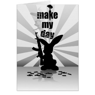 Rolig arg beväpnad kanin hälsningskort