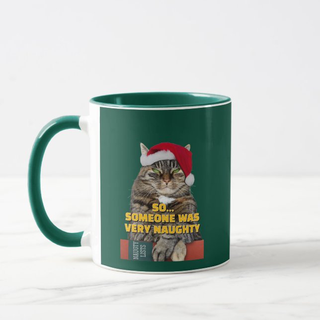 Rolig arg katt jul  mugg (Vänster)