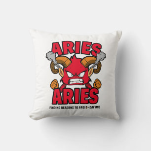 Rolig Aries Zodiak Sarksastisk Argumentera Tecknad Kudde
