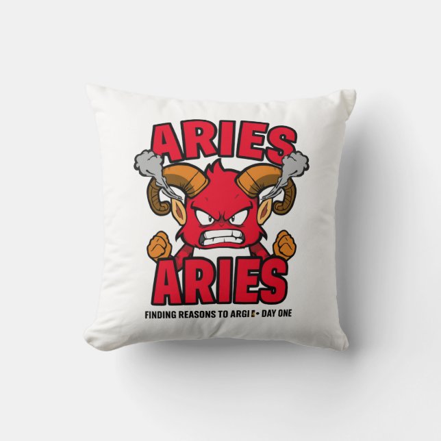 Rolig Aries Zodiak Sarksastisk Argumentera Tecknad Kudde (Framsida)