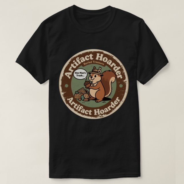 Rolig Arkeolog Ekorre Samlare T Shirt (Design framsida)