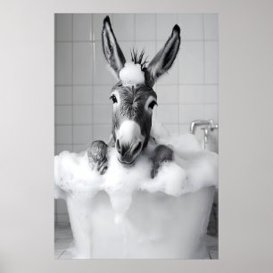 Rolig Åsna i Badkarse Tryck, Excentrisk Badrum Poster