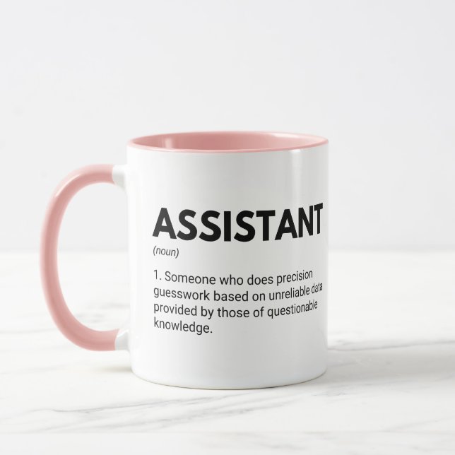 Rolig assistent Arbetsdefinition Mugg (Vänster)