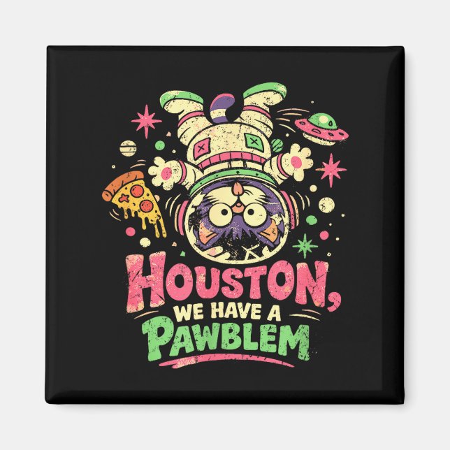Rolig astronaut katt pawblem meme  magnet (Framsidan)