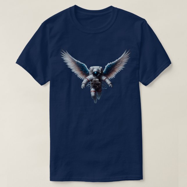 Rolig astronaut med änglaveingar i rymden t shirt (Design framsida)