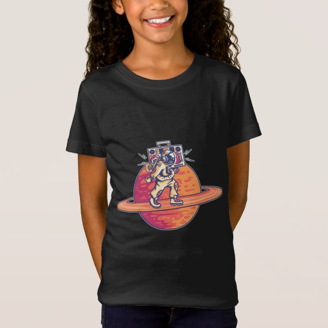 Rolig Astronaut Musiker T Shirt (Framsida)