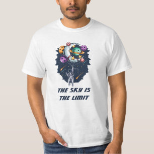 Rolig astronaut som håller en ballong av planetern t shirt