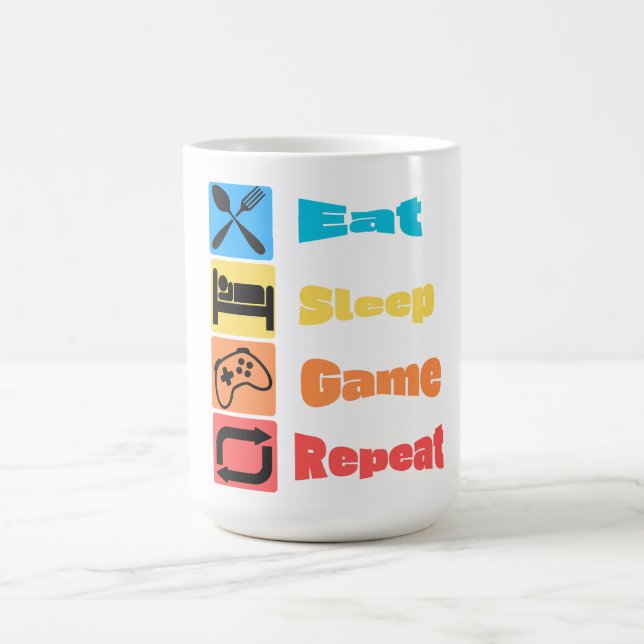 Rolig "Ät Sov Spel Repetera" Spelarmugg Kaffemugg (Center)