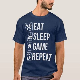 Rolig Äta Sova Spel Upprepa Spelare Tv-Spel Kärlek T Shirt