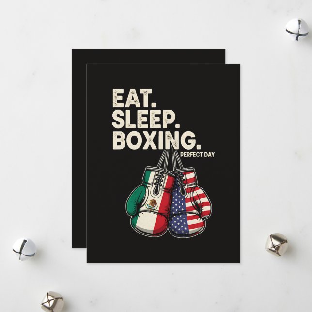 Rolig Äta Sova Upprepa Boxning Julkort (Fram/Back In Situ)