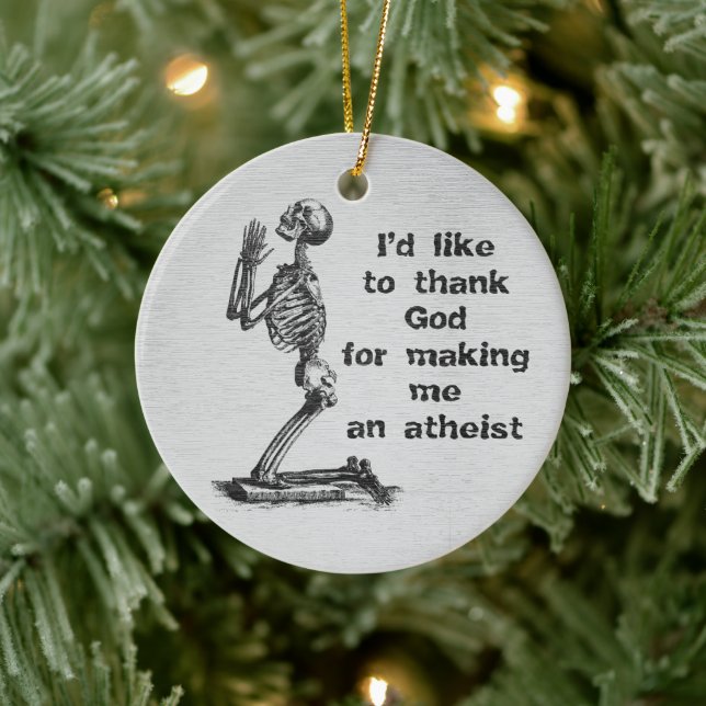 Rolig Ateist Skelett Bönfallande Keramik Ornament (Träd)