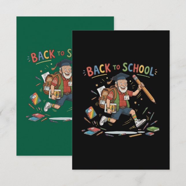 Rolig åter till skolan seniorelev tack kort (Fram/baksida)